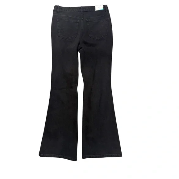 Tinseltown High Rise Flare Jeans Retro Zip Front Y2K Black Size 11/30 or 12 Long - Picture 2 of 8